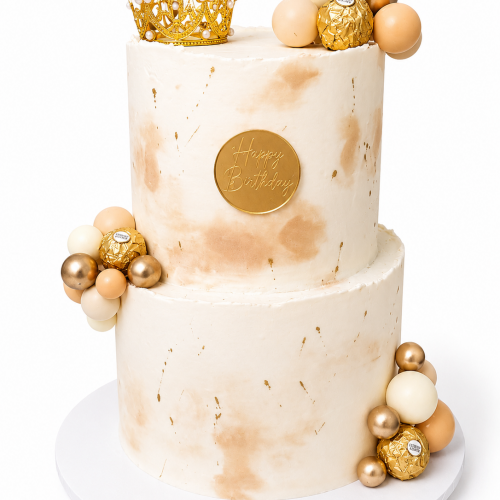 Elegant Gold & Ivory 2 tier Cake